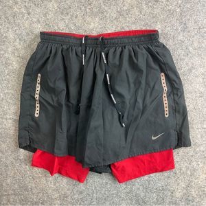 Nike Dri Fit 4” 2 in 1 Running Shorts Lined Black  Mens Size Medium 451257-018